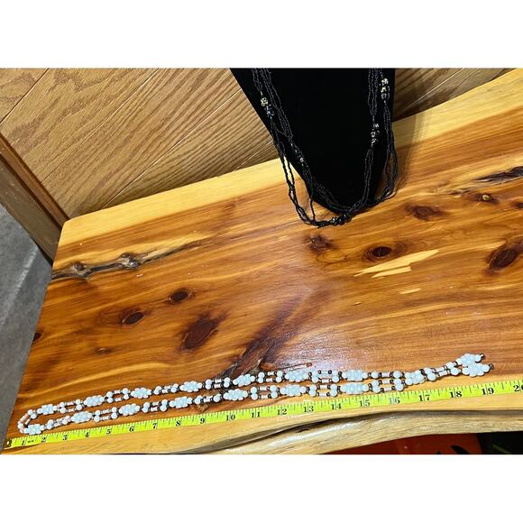 Vintage Seed Beaded Layered Necklace 2 MCM White Black Floral Handmade Beads - Picture 8 of 15